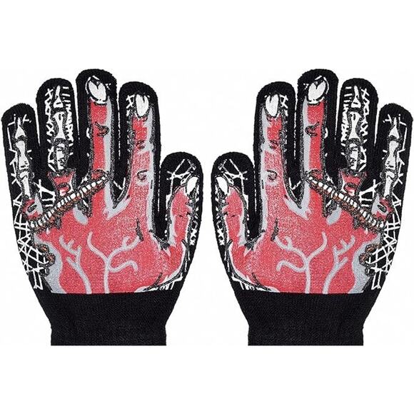 Boys 2 pairs of Gloves: 1-Halloween AND 1-Black (Monster Red) - Picture 3 of 4